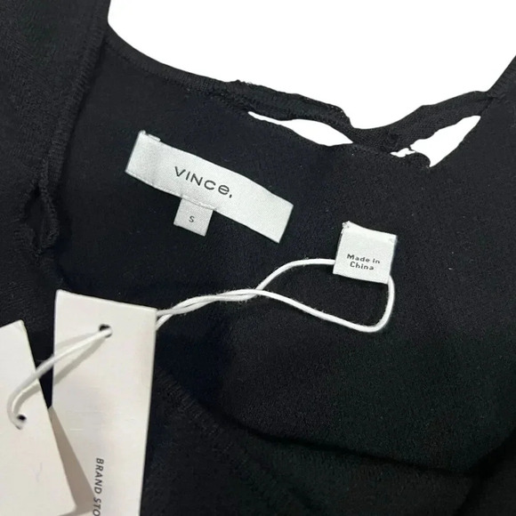 Vince Black Square Neck Wool Blend Knit Midi Tank Dress S - Picture 8 of 9